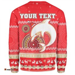 Amazing Aussie Redcliffe Dolphins Christmas Custom Ugly Xmas And Aboriginal Patterns For Die Hard Fan Sweatshirt
