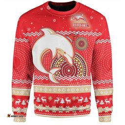 Amazing Aussie Redcliffe Dolphins Christmas Custom Ugly Xmas And Aboriginal Patterns For Die Hard Fan Sweatshirt