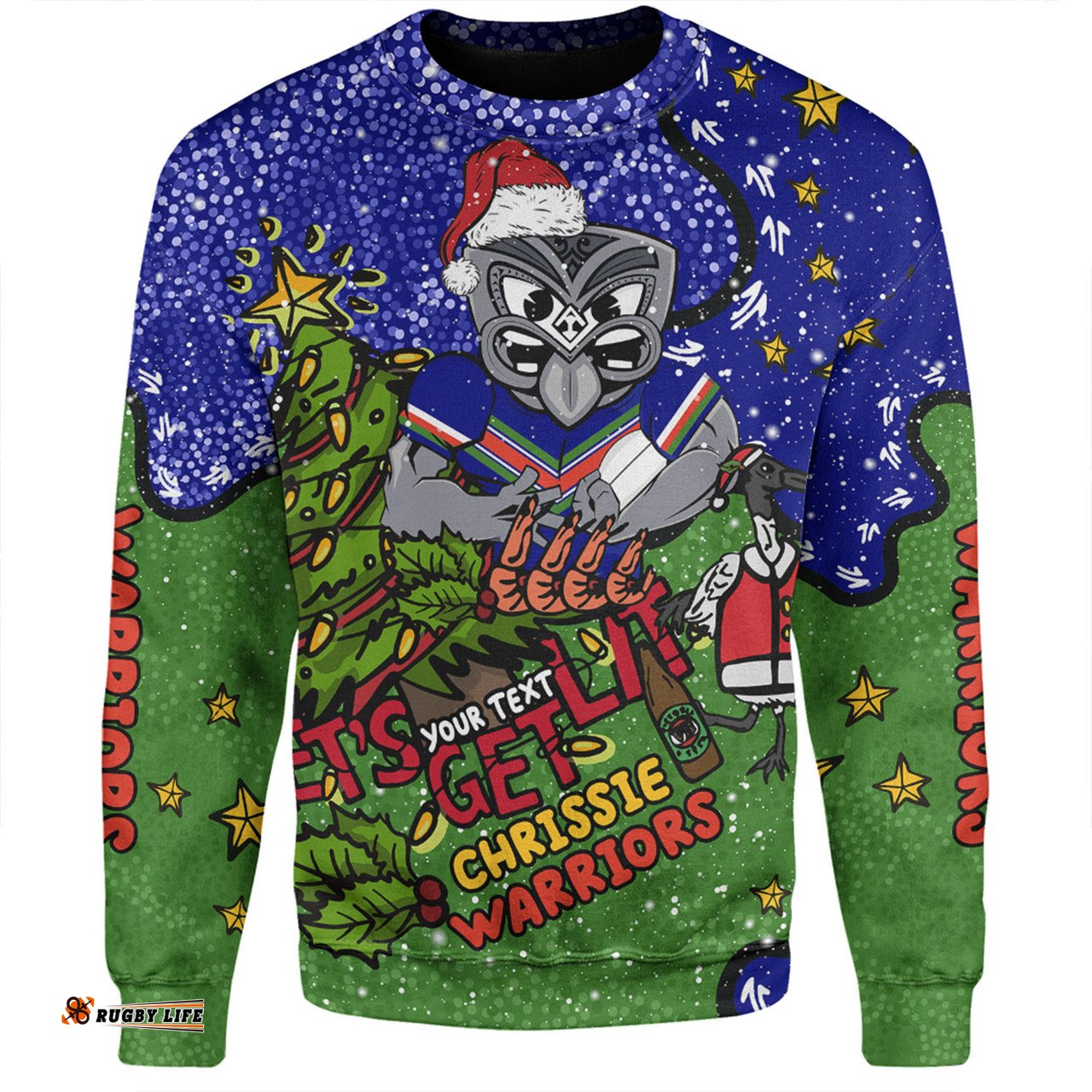 Amazing Aussie New Zealand Warriors Christmas Custom Let's Get Lit Chrisse Pressie Sweatshirt