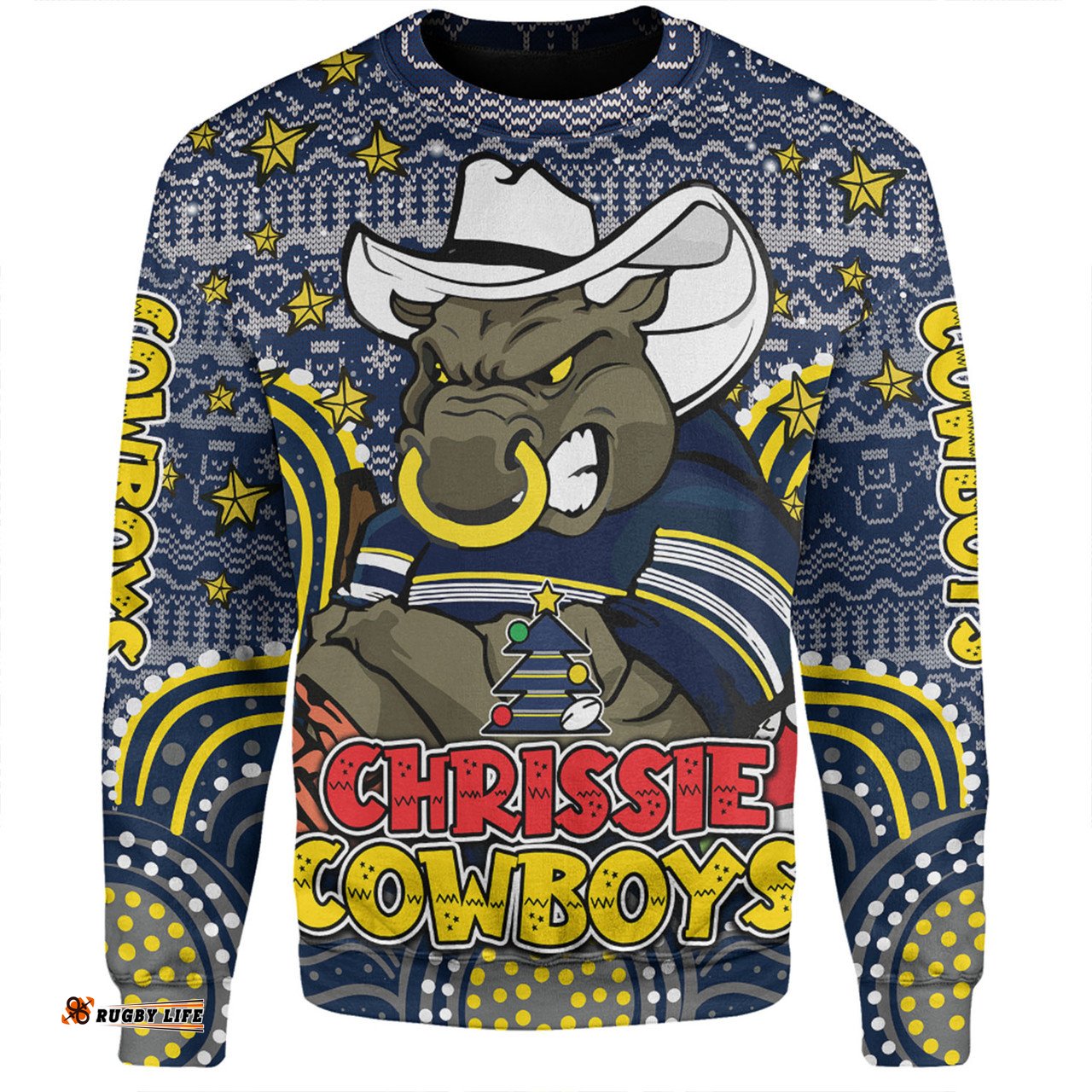 Amazing Aussie North Queensland Cowboys Christmas Custom Christmas Knit Patterns Vintage Jersey Ugly Sweatshirt