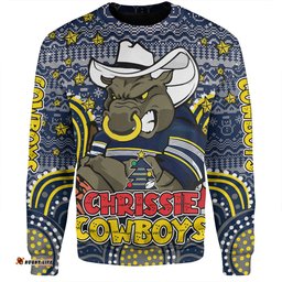 Amazing Aussie North Queensland Cowboys Christmas Custom Christmas Knit Patterns Vintage Jersey Ugly Sweatshirt