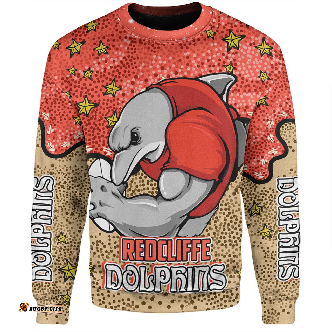 Amazing Aussie Redcliffe Dolphins Custom Team With Dot And Star Patterns For Tough Fan Sweatshirt
