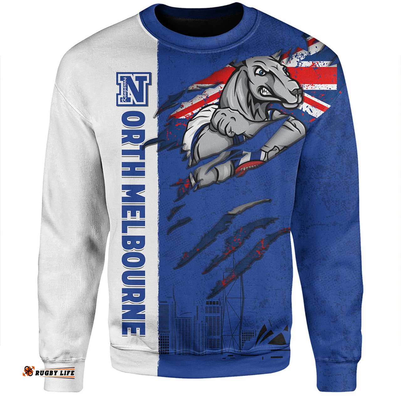Amazing Aussie North Melbourne Burning Passion Of Power Scratch Style Sweatshirt