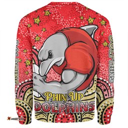 Amazing Aussie Redcliffe Dolphins Custom Custom With Aboriginal Inspired Style Of Dot Painting Patterns  Sweatshirt
