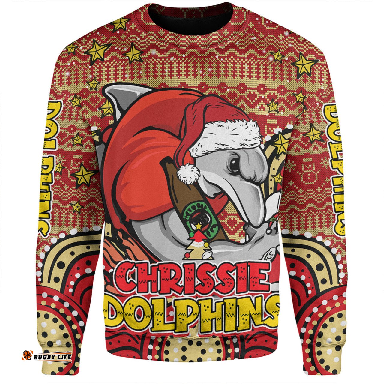 Amazing Aussie Redcliffe Dolphins Christmas Custom Christmas Knit Patterns Vintage Jersey Ugly Sweatshirt