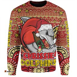 Amazing Aussie Redcliffe Dolphins Christmas Custom Christmas Knit Patterns Vintage Jersey Ugly Sweatshirt