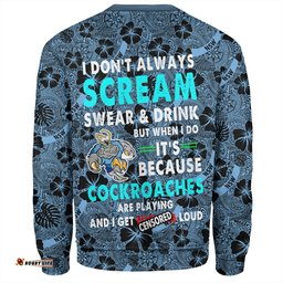 Amazing Aussie Cockroach Sport Scream With Tropical Patterns Sweatshirt