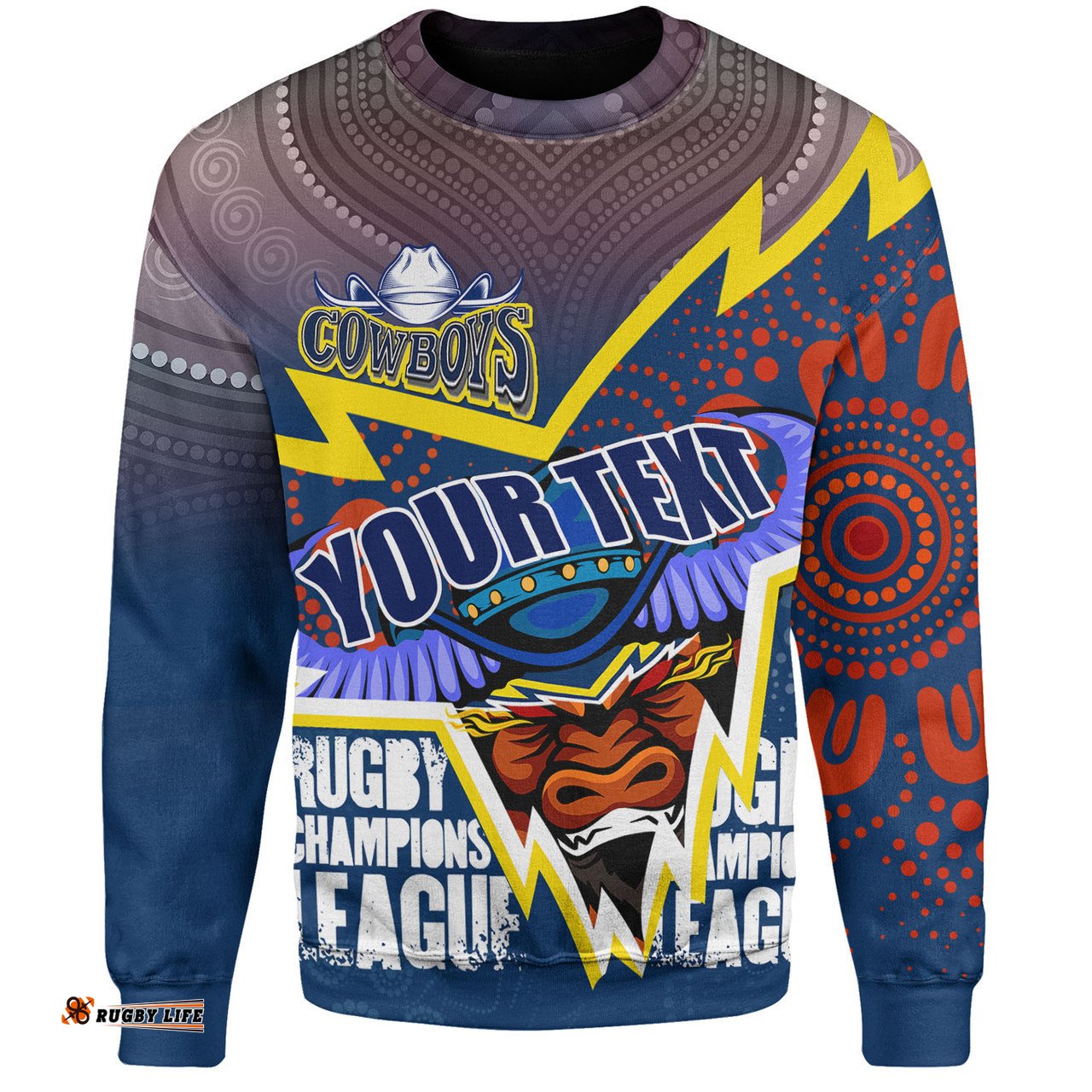 Amazing Aussie North Queensland Cowboys Custom Super North Queensland Cowboys Cows Indigenous Aboriginal Inspired Sweatshirt