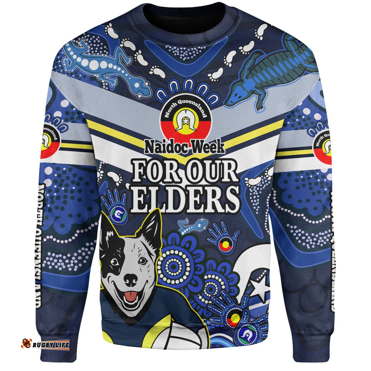 Amazing Aussie North Queensland Cowboys Naidoc Custom For Our Elders Home Jersey Sweatshirt