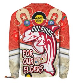 Amazing Aussie Redcliffe Dolphins Naidoc Week Custom Redcliffe Dolphins Naidoc Week For Our Elders Dot Art Style With Turtle Sweatshirt