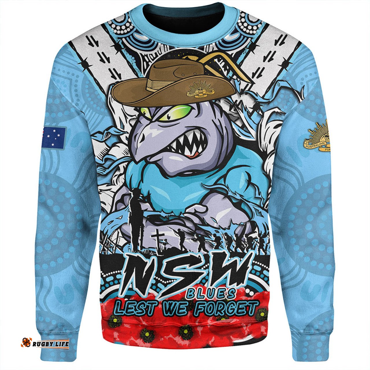 Amazing Aussie New South Wales Blues Ripped Legacy Of The Game The ANZAC Spirit Lives On Sweatshirt