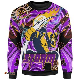 Amazing Aussie Melbourne Storm Custom Rugby Team with Aboriginal Inspired Dot Painting and Indigenous Pattern Sweatshirt