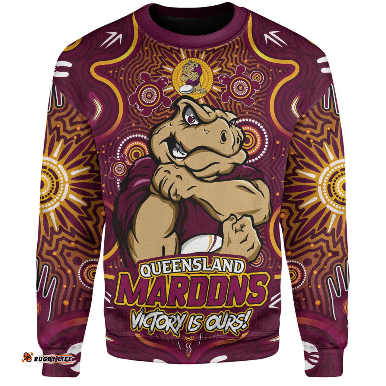 Amazing Aussie Queensland Maroons Aboriginal Pattern Inspired Victory Is Ours Sweatshirt