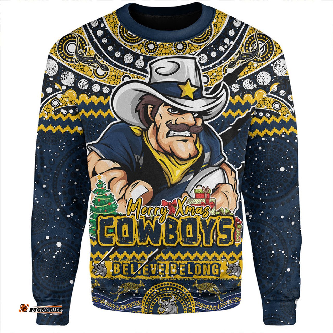 Amazing Aussie North Queensland Cowboys Aboriginal Xmas Special Ugly Christmas Style Sweatshirt
