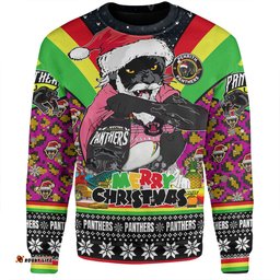 Amazing Aussie Penrith Panthers Christmas Custom Penrith Panthers Santa Aussie Big Things Christmas Sweatshirt