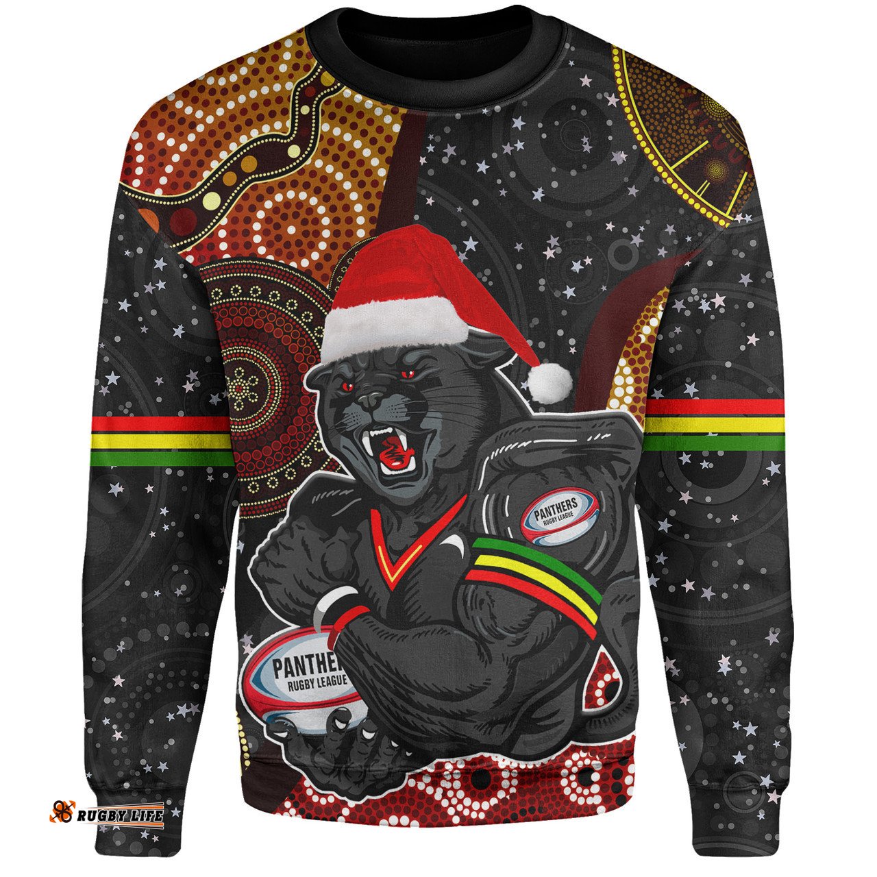 Amazing Aussie Penrith Panthers Christmas Penrith Panthers Merry Christmas Hat Aboriginal Style Sweatshirt