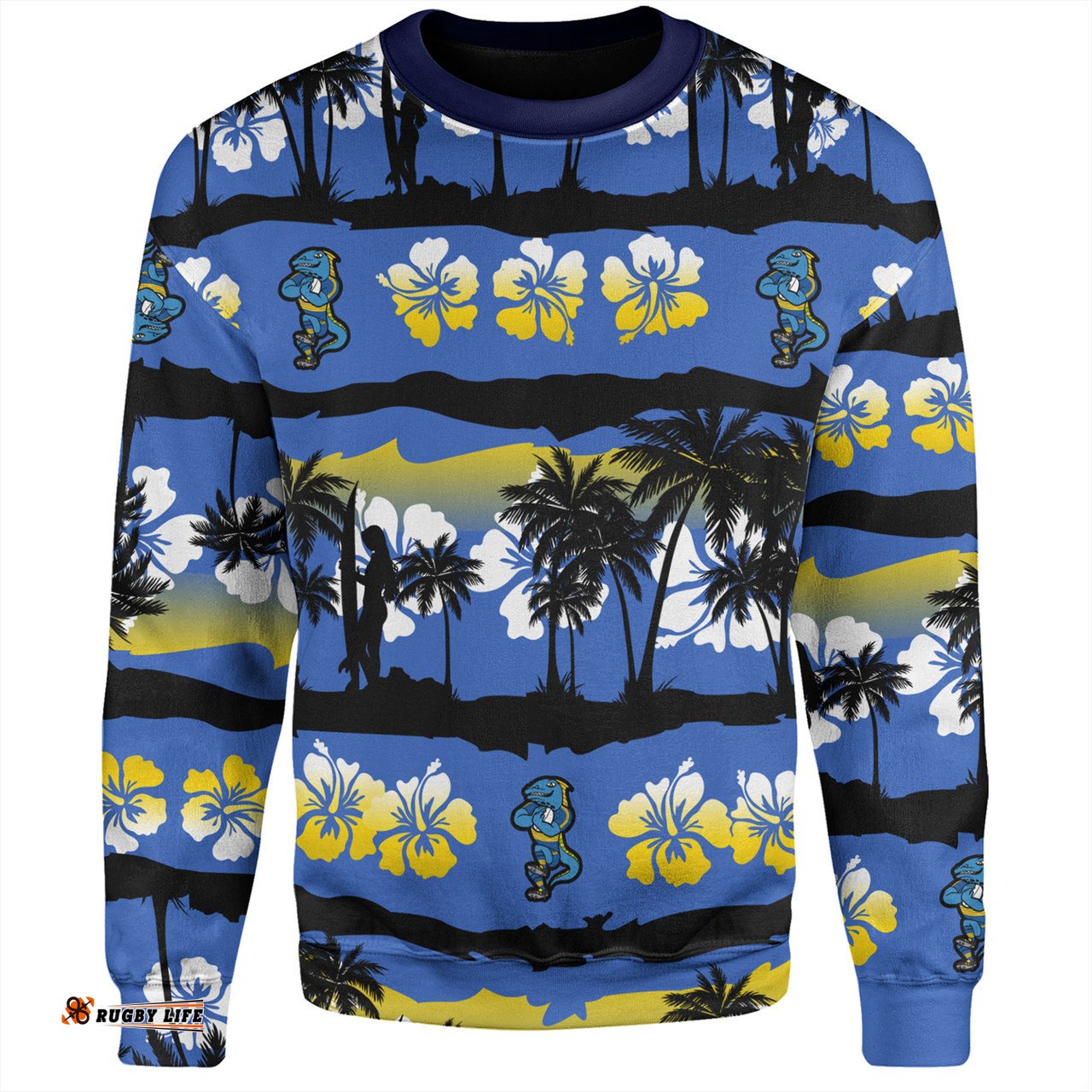 Amazing Aussie Parramatta Eels Sport Tropical Hibiscus and Coconut Trees Sweatshirt