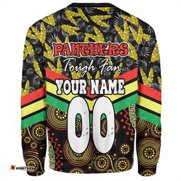Amazing Aussie Penrith Panthers Tropical Patterns And Dot Painting Eat Sleep Rugby Repeat Sweatshirt