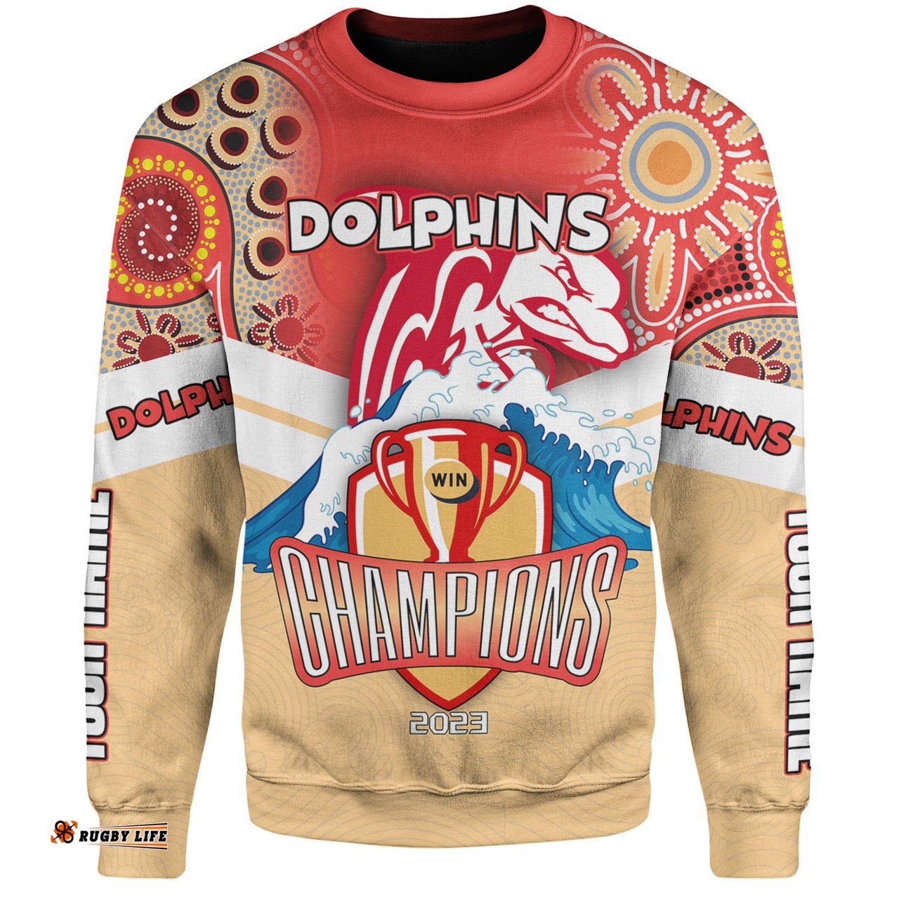 Amazing Aussie Redcliffe Dolphins Custom Talent Win Games But Teamwork And Intelligence Win Championships With Aboriginal Style Sweatshirt