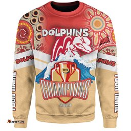 Amazing Aussie Redcliffe Dolphins Custom Talent Win Games But Teamwork And Intelligence Win Championships With Aboriginal Style Sweatshirt