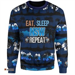 Amazing Aussie Cockroach Sport Eat Sleep Repeat With Tropical Patterns Sweatshirt