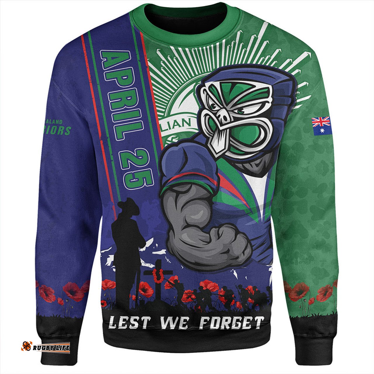 Amazing Aussie New Zealand Warriors Anzac Day Lest We Forget Strong Fighting Spirit Sweatshirt