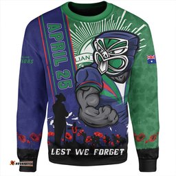 Amazing Aussie New Zealand Warriors Anzac Day Lest We Forget Strong Fighting Spirit Sweatshirt