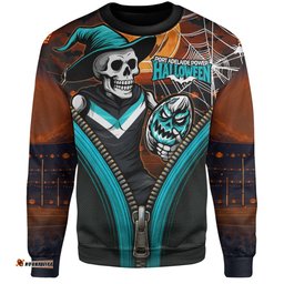 Amazing Aussie Port Adelaide Halloween Night Reaper Zipper Sweatshirt