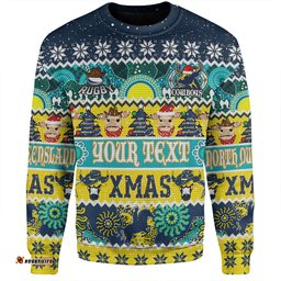 Amazing Aussie North Queensland Cowboys Christmas Aboriginal Custom Indigenous Knitted Ugly Xmas Style Sweatshirt