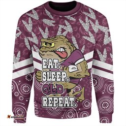 Amazing Aussie Cane Toads Sport Tropical Patterns And Dot Painting Eat Sleep Rugby Repeat Sweatshirt