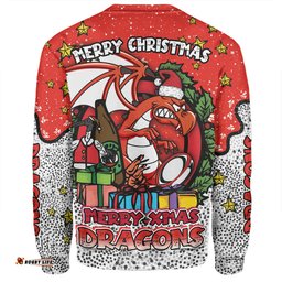 Amazing Aussie St. George Illawarra Dragons Christmas Custom Merry Christmas Our Beloved Team With Aboriginal Dot Art Pattern Sweatshirt