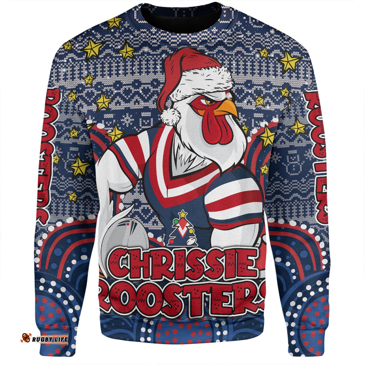 Amazing Aussie Sydney Roosters Christmas Custom Christmas Knit Patterns Vintage Jersey Ugly Sweatshirt