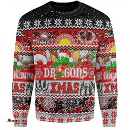 Amazing Aussie St. George Illawarra Dragons Christmas Aboriginal Custom Indigenous Knitted Ugly Xmas Style Sweatshirt