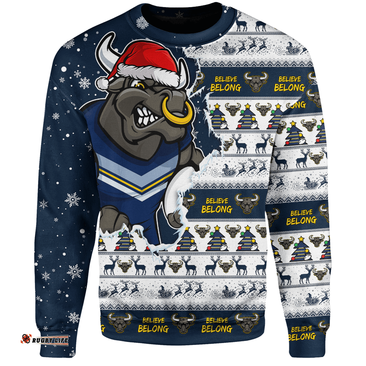 Amazing Aussie North Queensland Cowboys Merry Christmas Our Beloved Team Scratch Style Sweatshirt