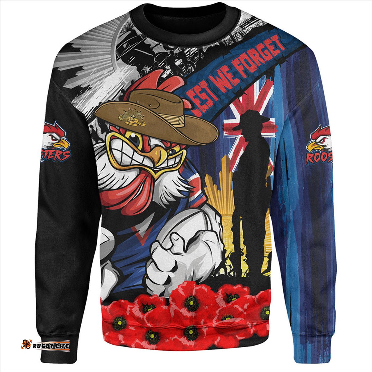 Amazing Aussie Sydney Roosters United In Spirit Anzac Day Tribute Sweatshirt