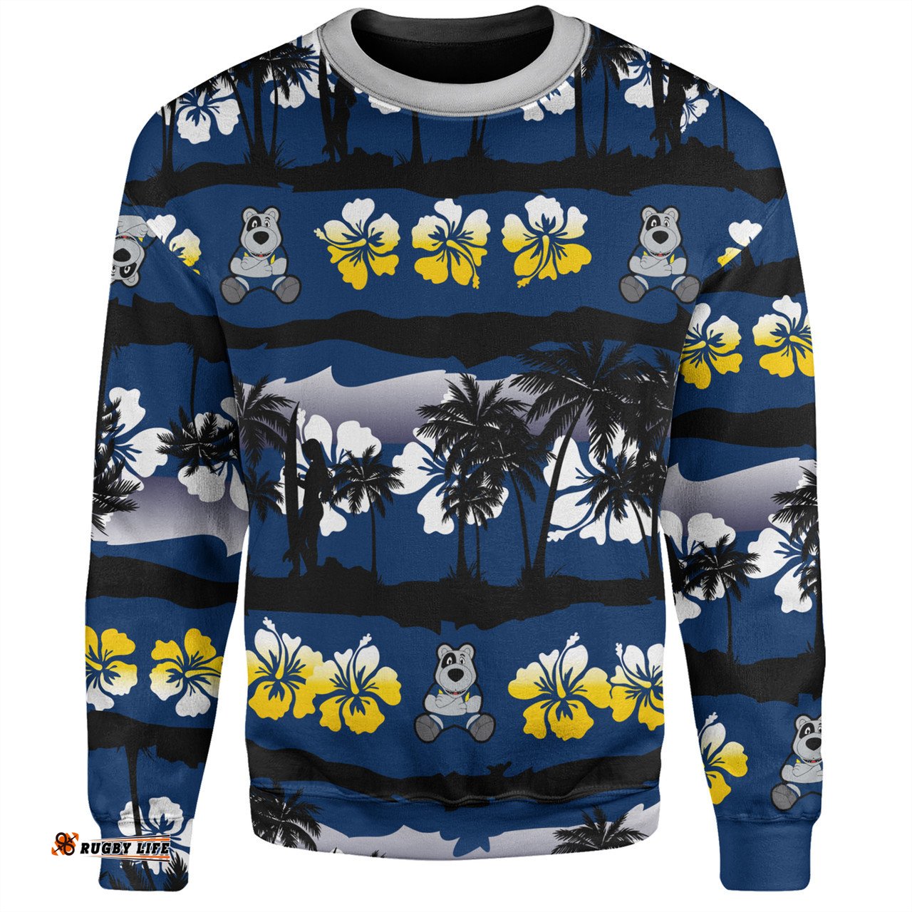 Amazing Aussie North Queensland Cowboys Tropical Hibiscus and Coconut Trees Sweatshirt