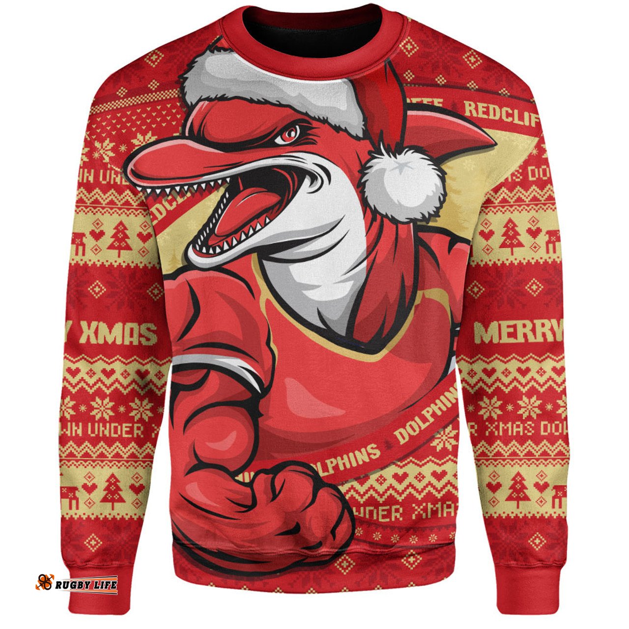 Amazing Aussie Redcliffe Dolphins Ugly Knit Style For Christmas Game Fans Sweatshirt