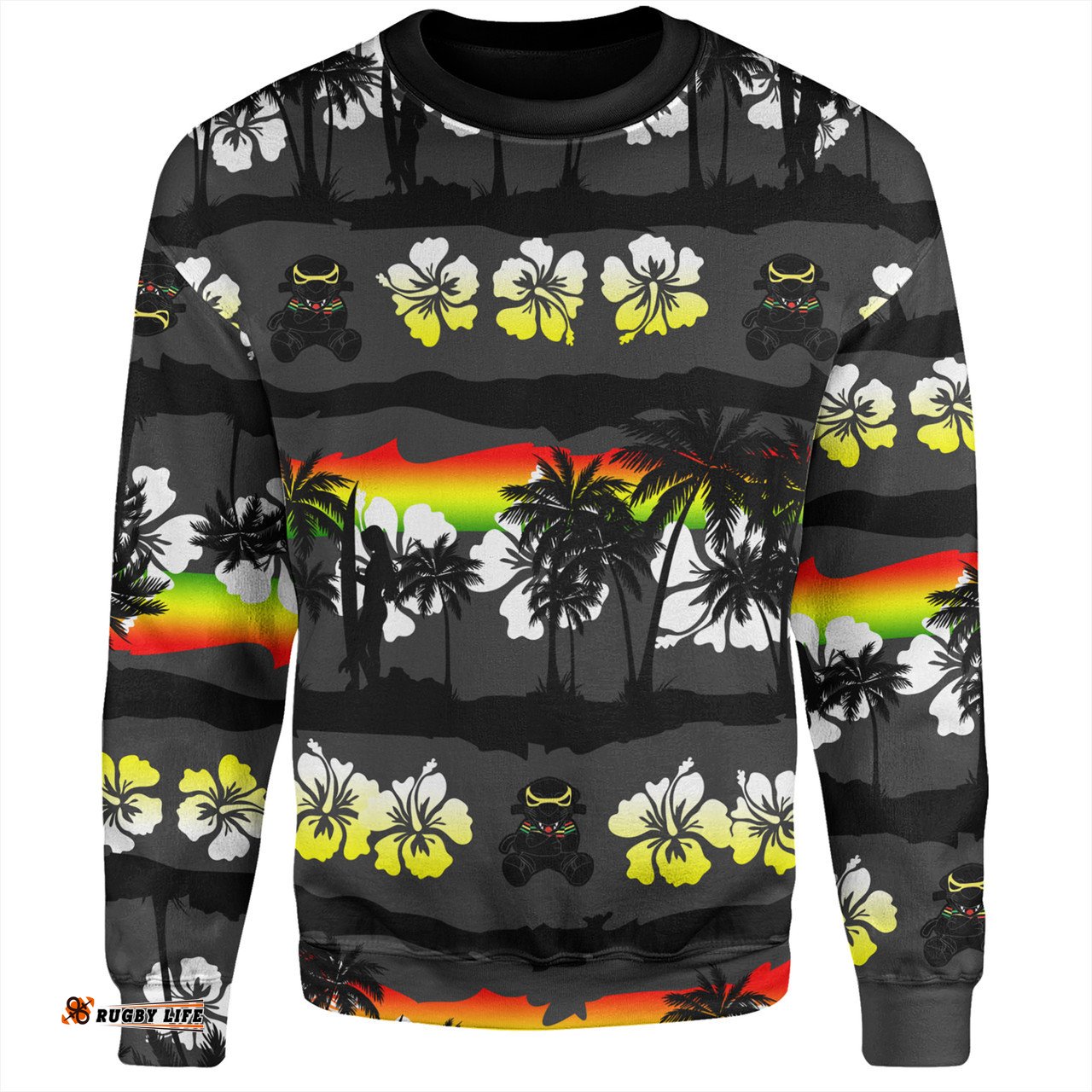 Amazing Aussie Penrith Panthers Tropical Hibiscus and Coconut Trees Sweatshirt