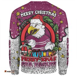 Amazing Aussie Manly Warringah Sea Eagles Christmas Custom Merry Christmas Our Beloved Team With Aboriginal Dot Art Pattern Sweatshirt