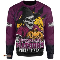 Amazing Aussie Queensland Maroons Dark Moon Rugby Halloween Battle Edition Sweatshirt