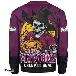 Amazing Aussie Queensland Maroons Dark Moon Rugby Halloween Battle Edition Sweatshirt