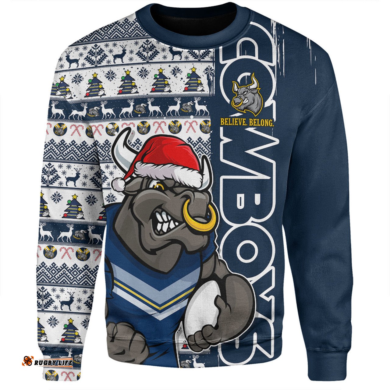 Amazing Aussie North Queensland Cowboys Merry Ugly Xmas Nordic Pattern Style Sweatshirt