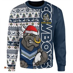 Amazing Aussie North Queensland Cowboys Merry Ugly Xmas Nordic Pattern Style Sweatshirt