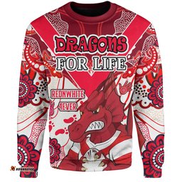 Amazing Aussie St. George Illawarra Dragons Custom St. George Illawarra Dragons For Life With Aboriginal Style Sweatshirt