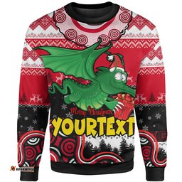 Amazing Aussie St.George Christmas Custom Dragons Aboriginal Inspired Xmas Sweatshirt