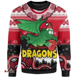 Amazing Aussie St.George Christmas Custom Dragons Aboriginal Inspired Xmas Sweatshirt