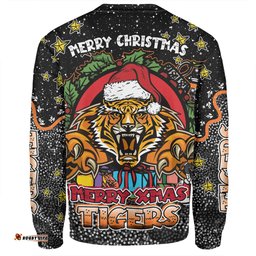 Amazing Aussie Wests Tigers Christmas Custom Merry Christmas Our Beloved Team With Aboriginal Dot Art Pattern Sweatshirt