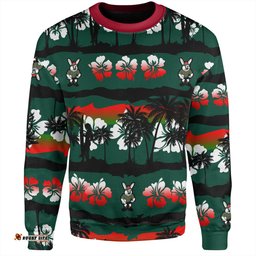 Amazing Aussie South Sydney Rabbitohs Tropical Hibiscus and Coconut Trees Sweatshirt