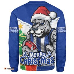 Amazing Aussie North Melbourne Santa Scoring Touchdown On Christmas Game Day Sweatshirt