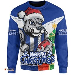 Amazing Aussie North Melbourne Santa Scoring Touchdown On Christmas Game Day Sweatshirt